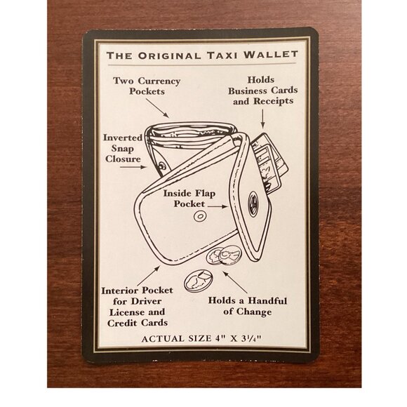 The Original Taxi Wallet, Leather, Red, Compact Design 4" X 3.5" - Picture 8 of 9